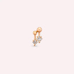 Mini Pulse Princess Cut Diamond Rose Gold Single Earring
