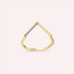 Minimal Diamond Yellow Gold V Ring