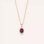 Regina Rose Gold Necklace with Diamond and Ruby Stones
