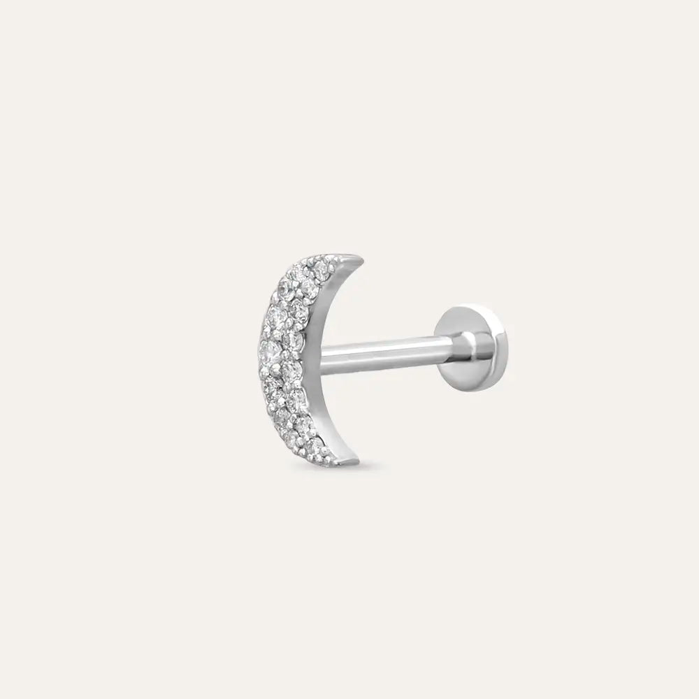 Mona Pırlanta Taşlı Beyaz Altın Piercing