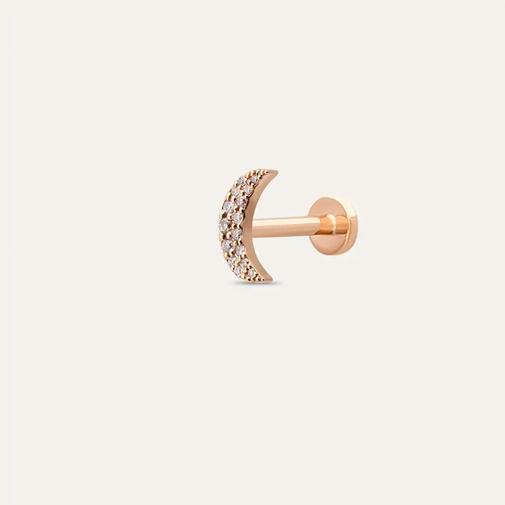 Mona Pırlanta Taşlı Rose Altın Piercing