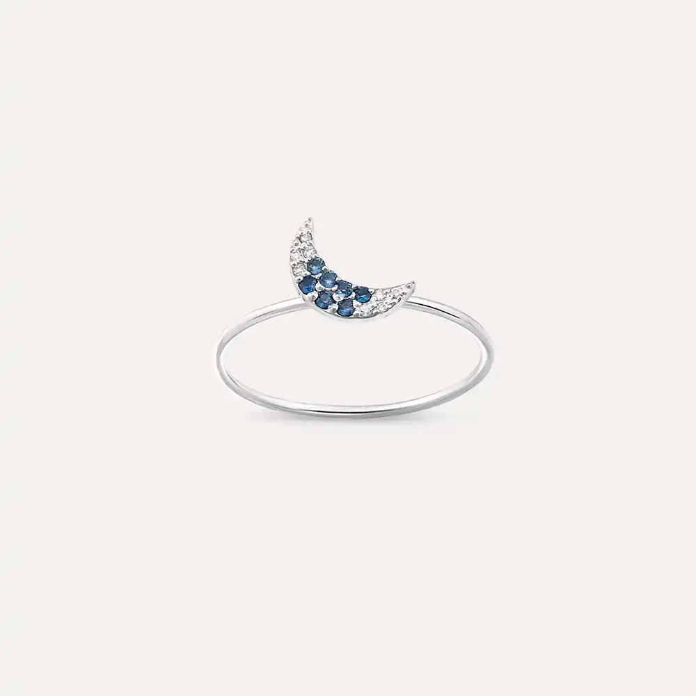 Mona 0.09 CT Blue Sapphire and Diamond White Gold Ring