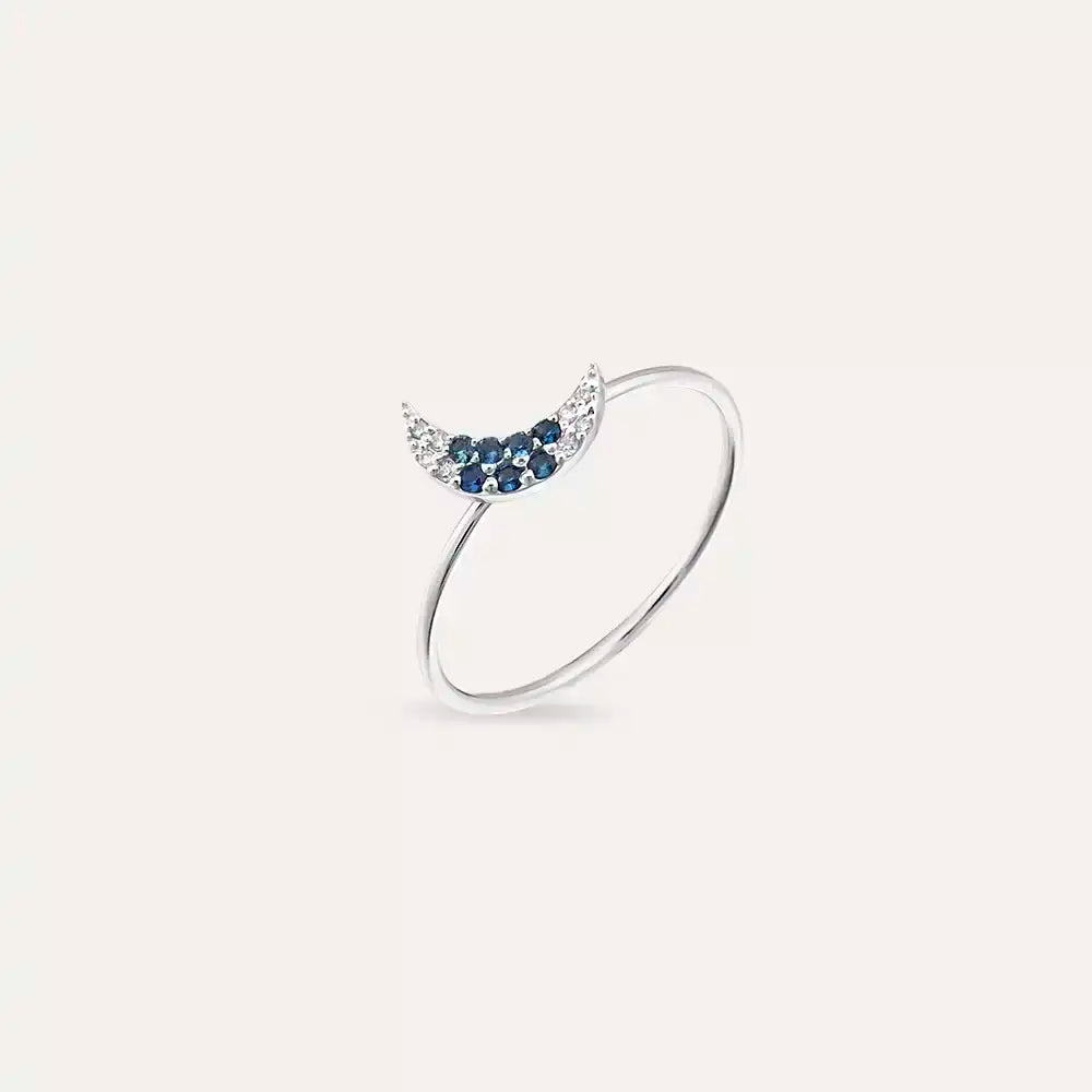Mona 0.09 CT Blue Sapphire and Diamond White Gold Ring