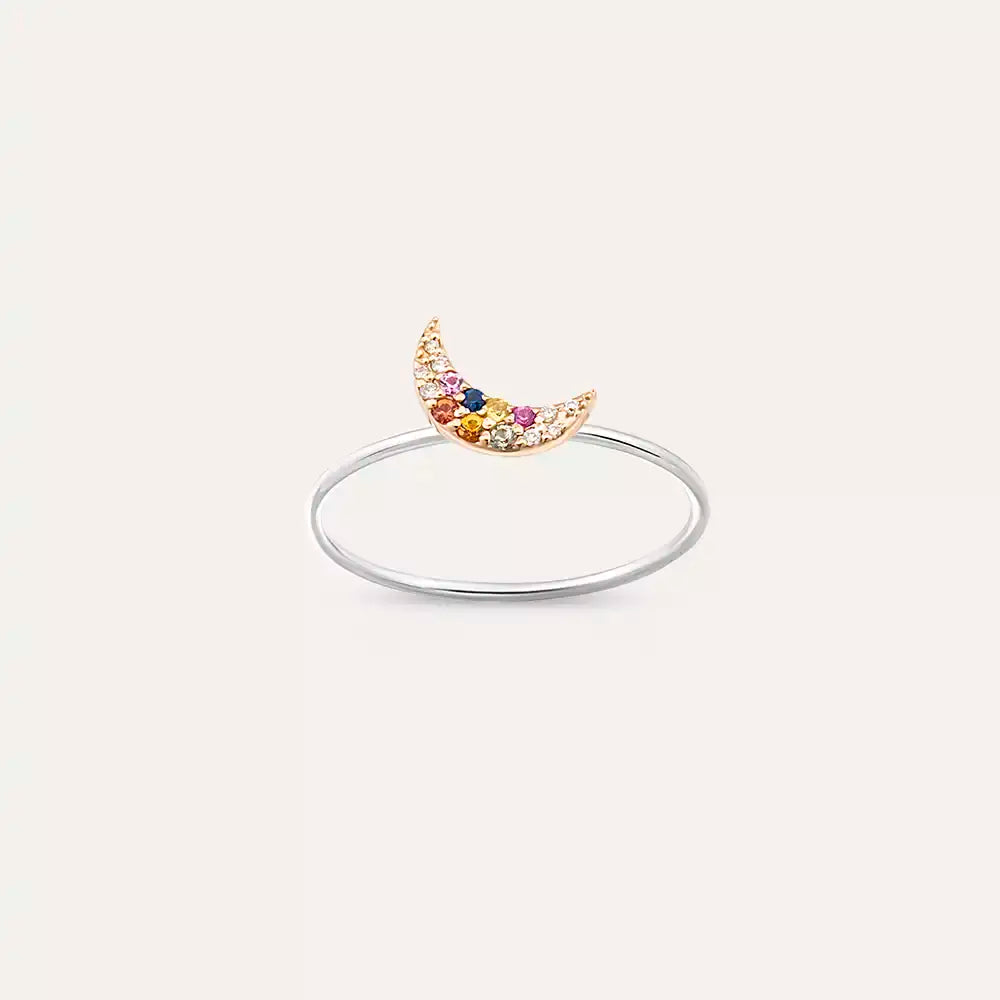 Mona 0.09 CT Multicolor Sapphire Gemstone White Gold Ring