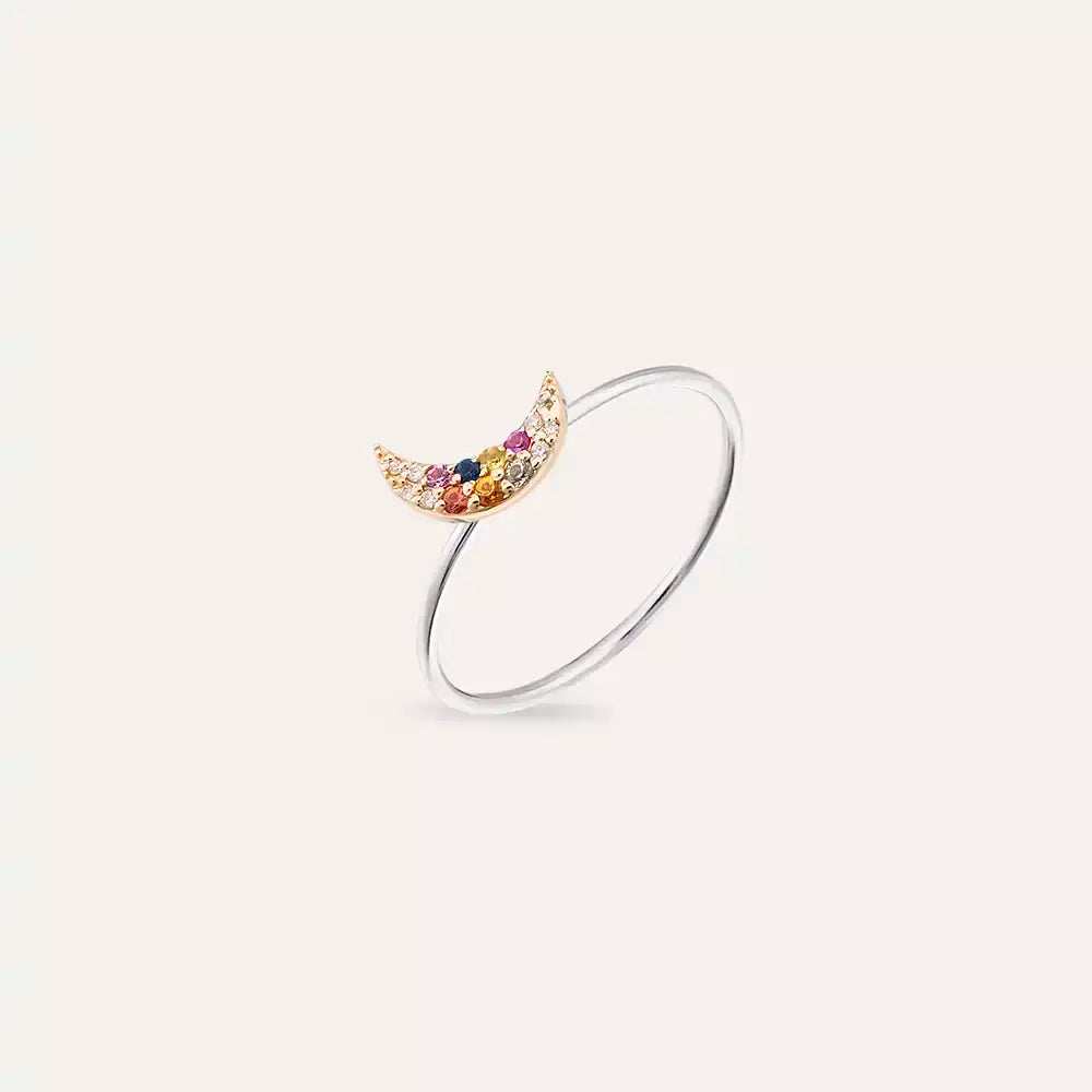 Mona 0.09 CT Multicolor Sapphire Gemstone White Gold Ring