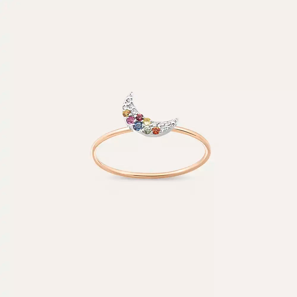 Mona 0.09 CT Multicolor Sapphire Rose Gold Ring