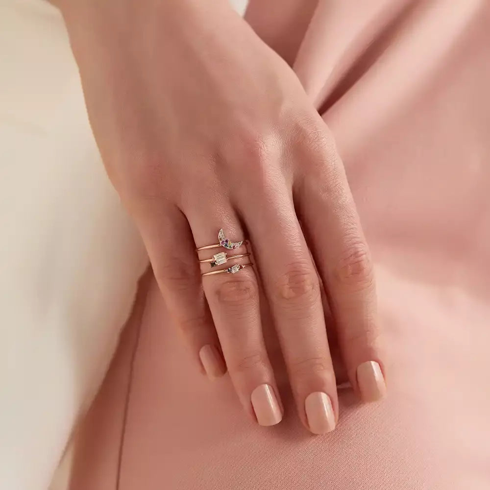 Mona 0.09 CT Multicolor Sapphire Rose Gold Ring