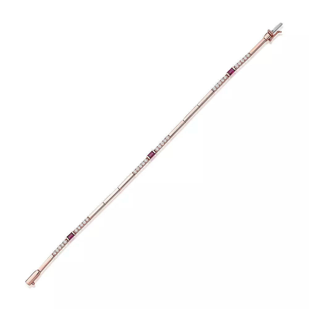 Mosaic 1.23 CT Yakut ve Pırlanta Taşlı Rose Altın Suyolu Bileklik