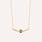 Moss 1.29 CT Green Sapphire and Diamond Rose Gold Necklace