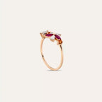 Pixie Multicolor Sapphire, Ruby, and Diamond Rose Gold Flower Ring
