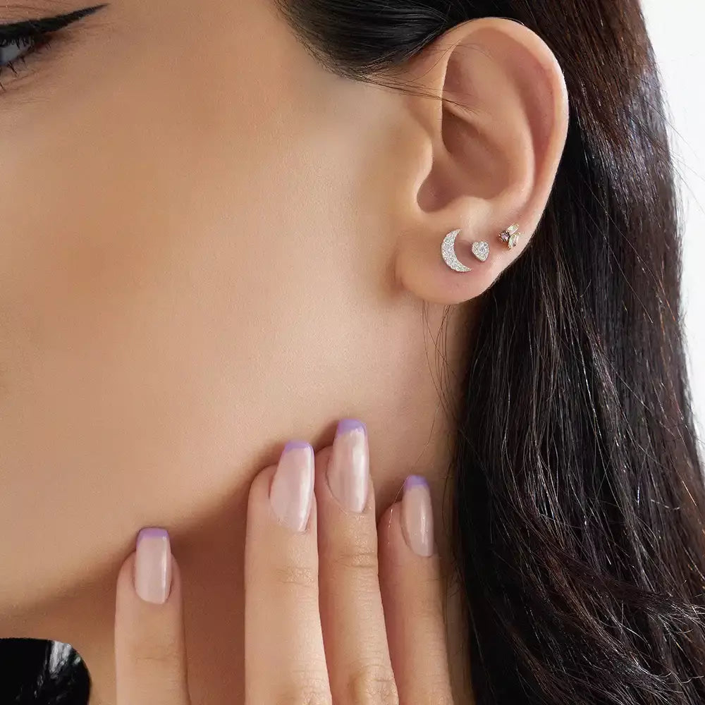 Mona Diamond White Gold Single Earring