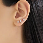 N Harf Pırlanta Taşlı Beyaz Altın Piercing