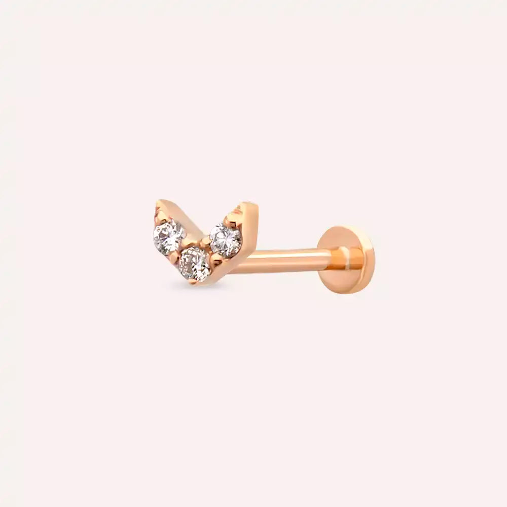 Navi Pırlanta Taşlı Rose Altın Piercing