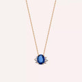 Navy Sapphire and Diamond Rose Gold Necklace
