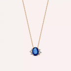 Navy Sapphire and Diamond Rose Gold Necklace