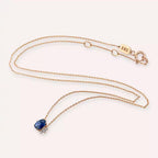 Navy Sapphire and Diamond Rose Gold Necklace