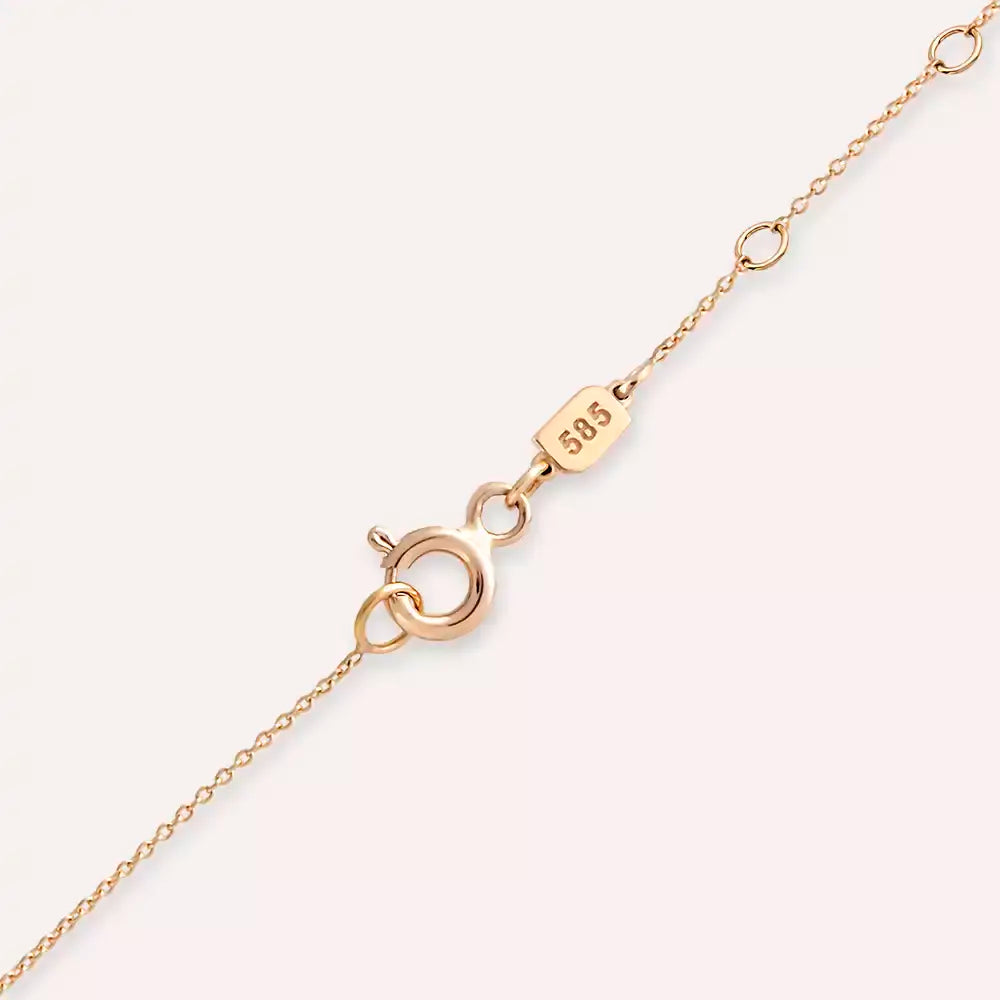 Navy Sapphire and Diamond Rose Gold Necklace