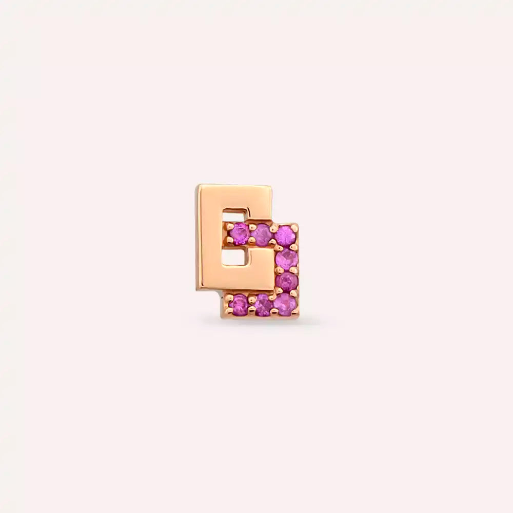 Block Pink Safir Taşlı Rose Altın Piercing