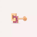 Block Pink Safir Taşlı Rose Altın Piercing