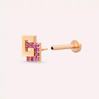 Block Pink Safir Taşlı Rose Altın Piercing