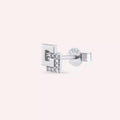 Block Diamond White Gold Single Earring
