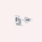 Block Diamond White Gold Single Earring