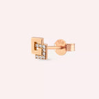 Block Diamond Rose Gold Single Earring