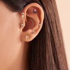 Block Diamond Rose Gold Single Earring