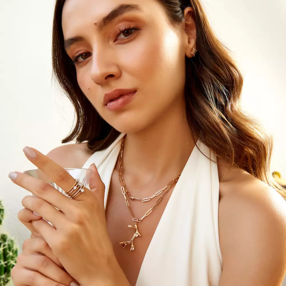 Nest Ruby and Diamond Rose Gold Necklace