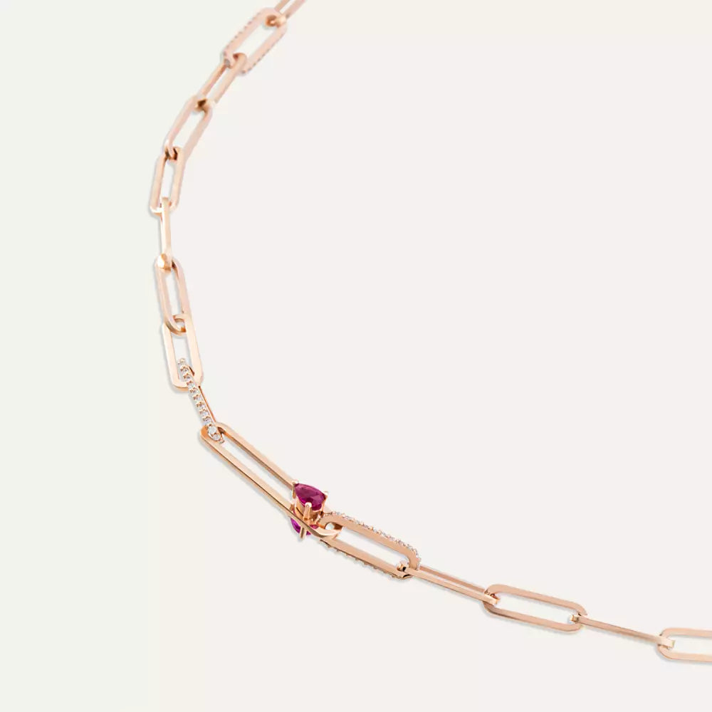 Nest Ruby and Diamond Rose Gold Necklace