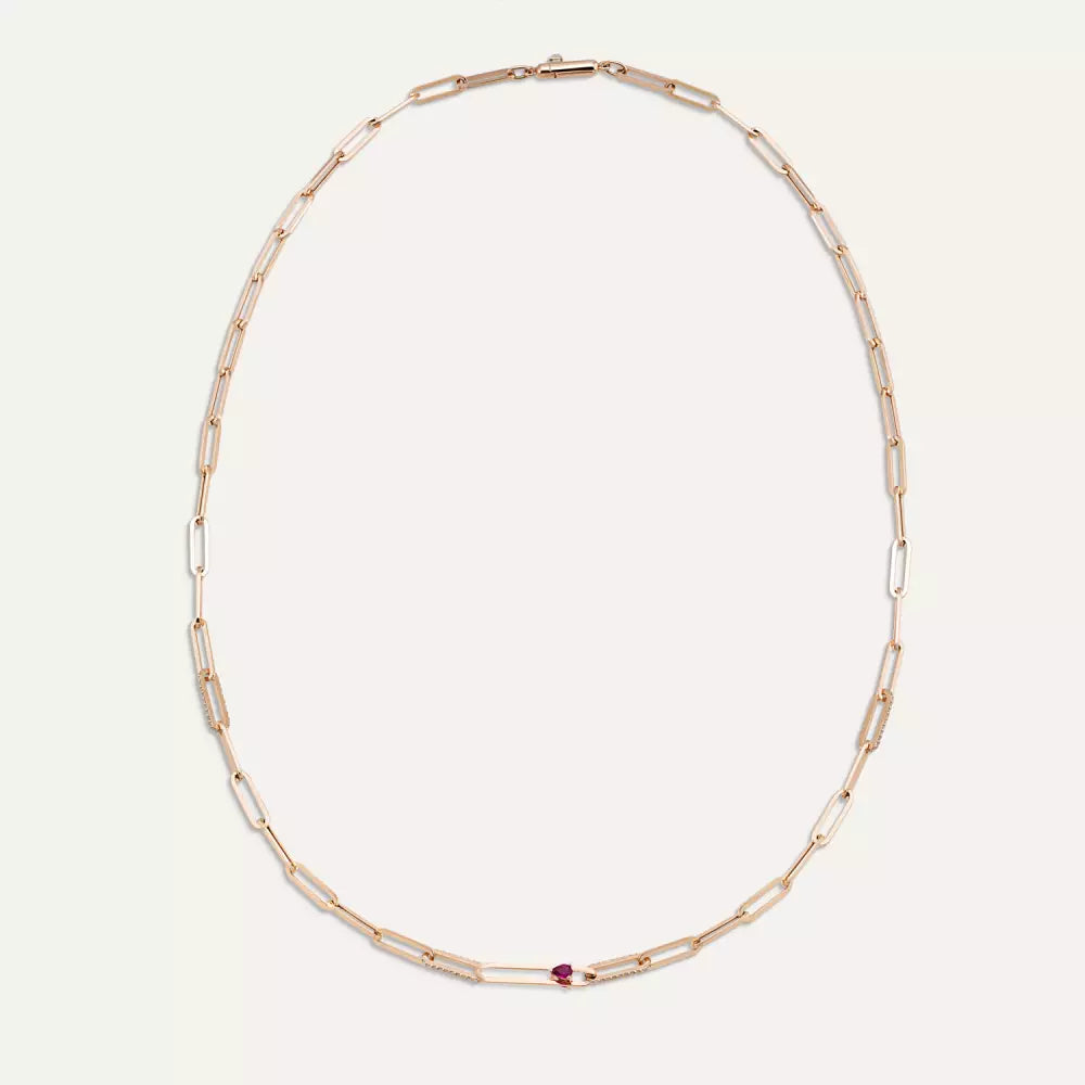 Nest Ruby and Diamond Rose Gold Necklace