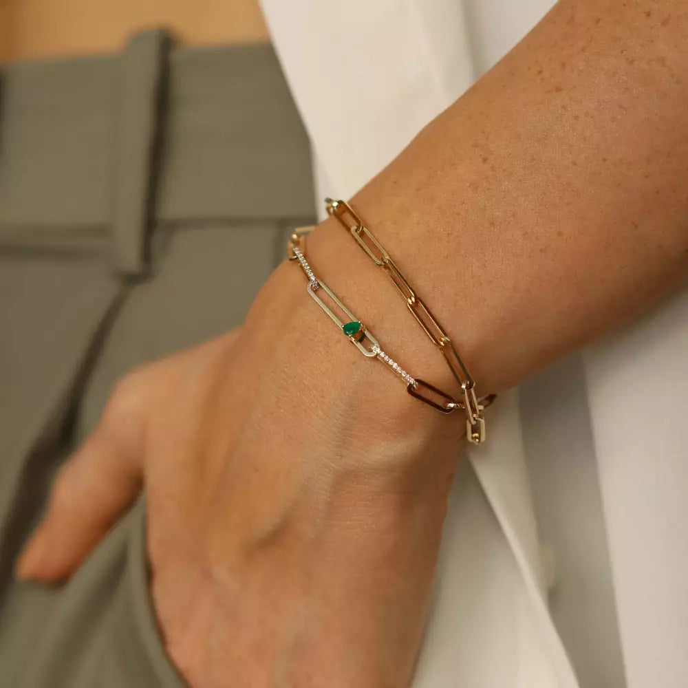 Nest Emerald and Diamond Rose Gold Bracelet