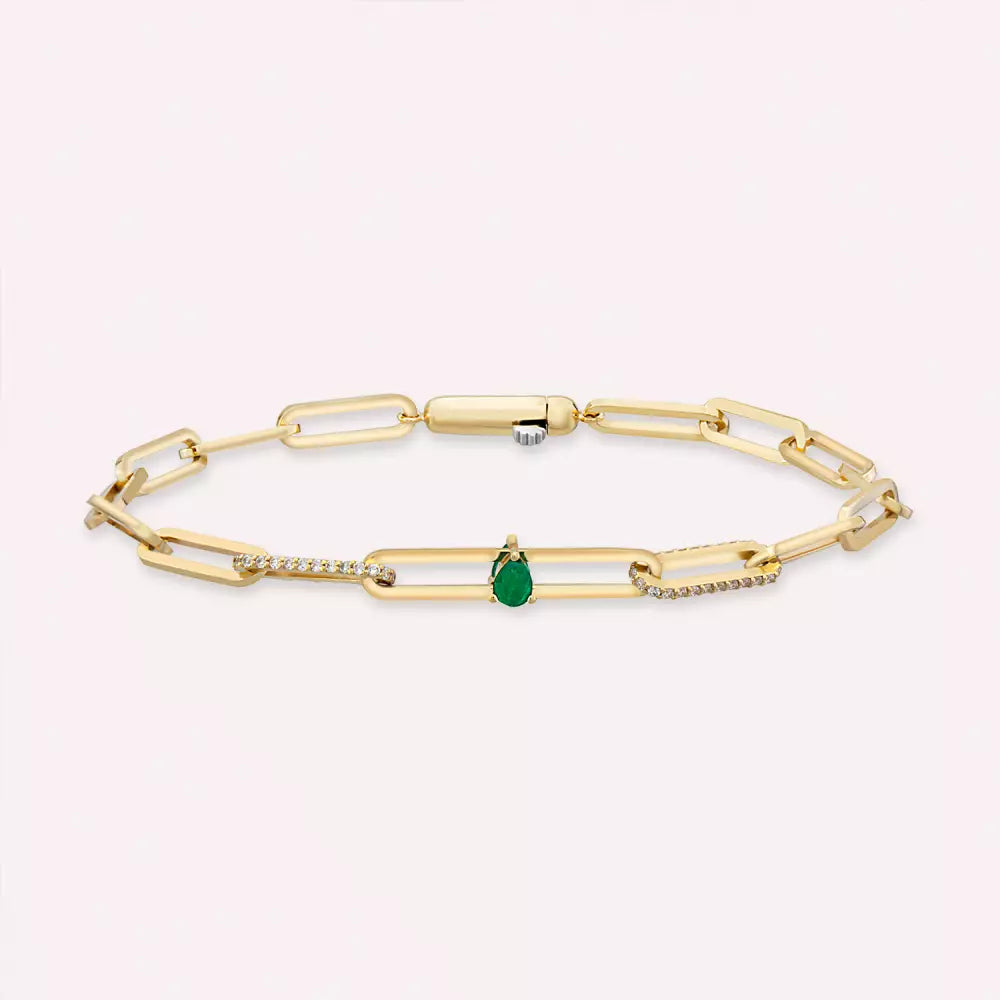 Nest Emerald and Diamond Rose Gold Bracelet