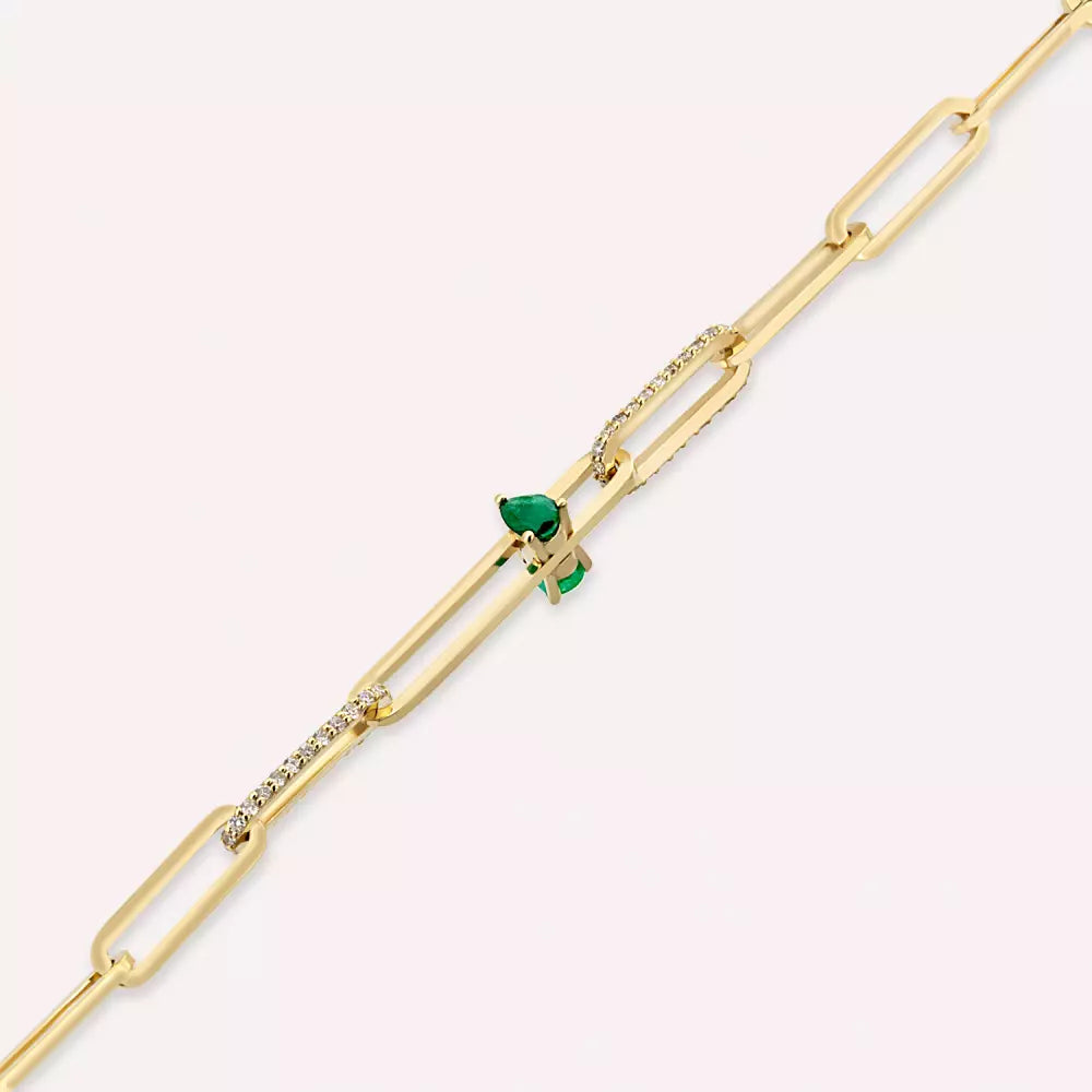 Nest Emerald and Diamond Rose Gold Bracelet