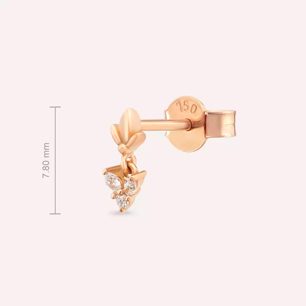 Nira Diamond-Studded Rose Gold Single Earring
