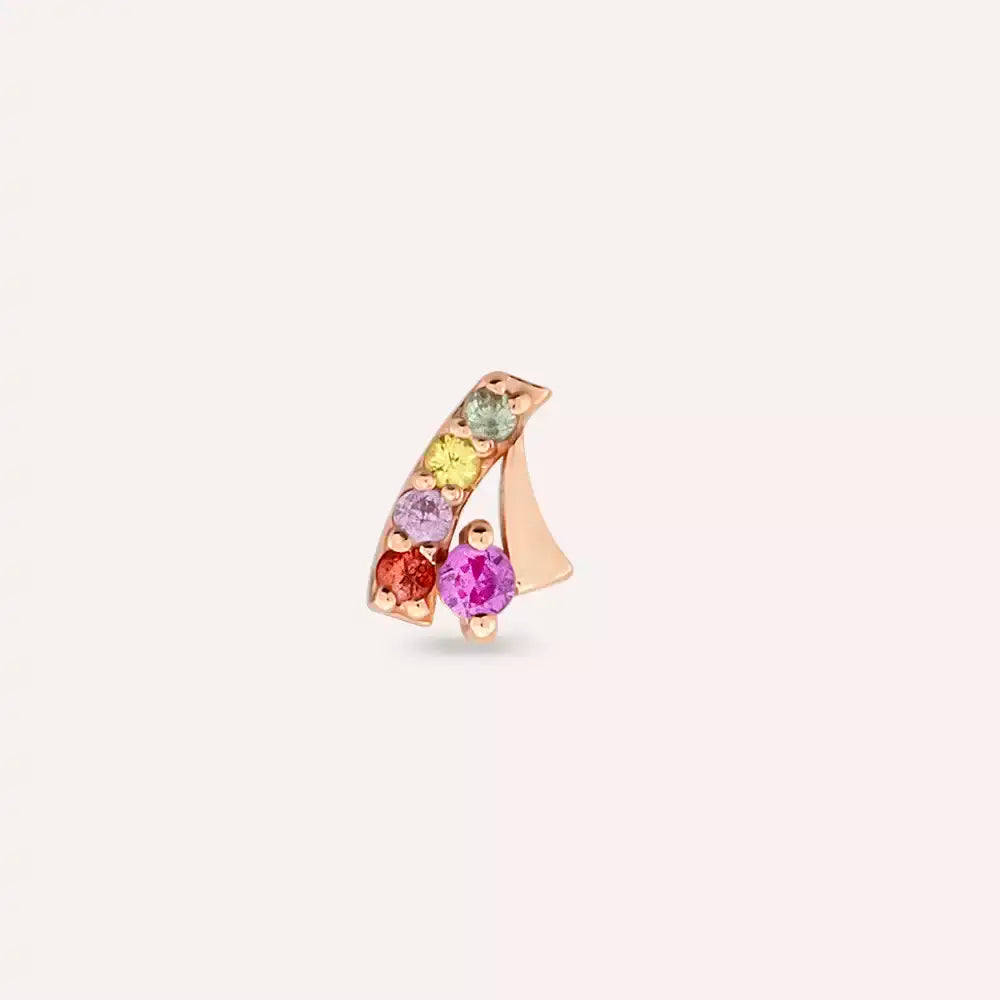 Niva Multciolor Safir Taşlı Rose Altın Piercing