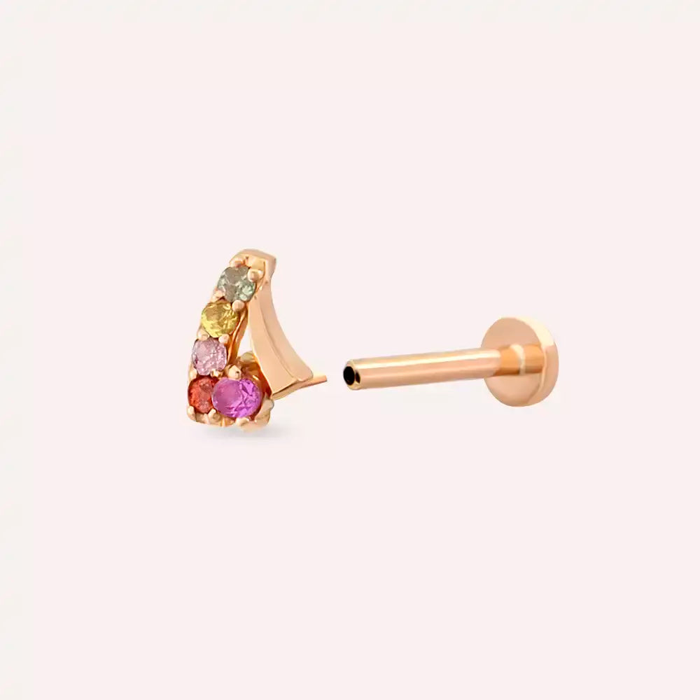 Niva Multciolor Safir Taşlı Rose Altın Piercing