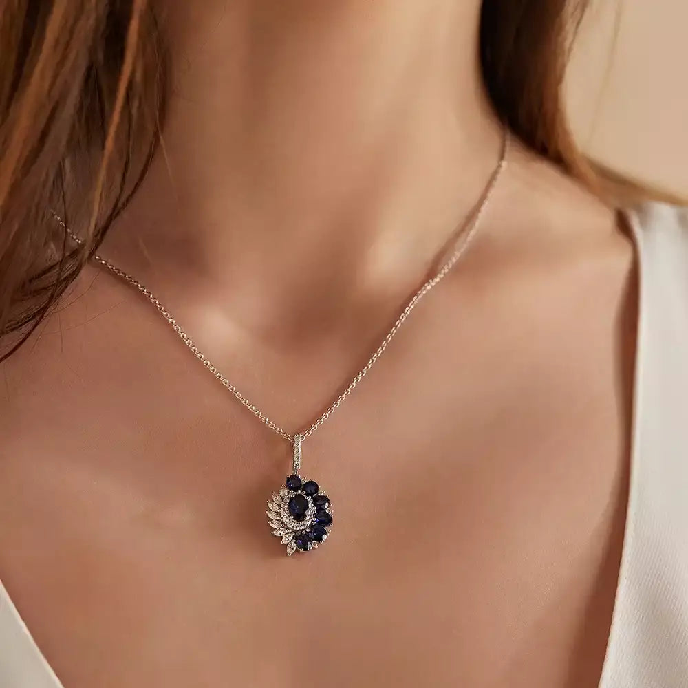 Nocta Sapphire and Diamond White Gold Necklace