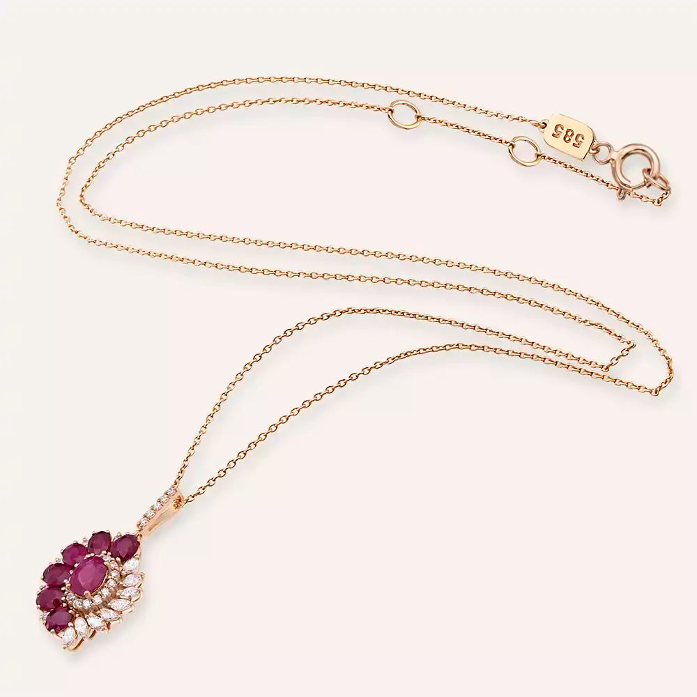 Nocta Ruby and Diamond Rose Gold Necklace