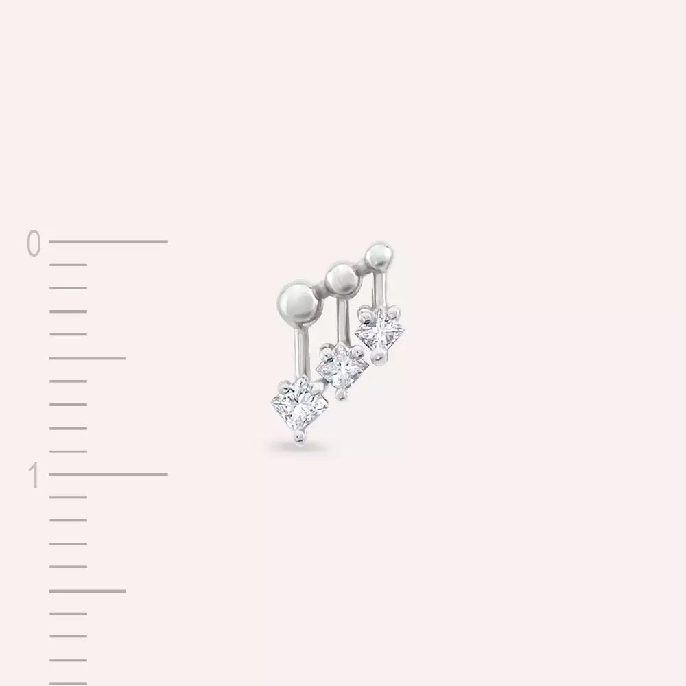 Pulse Princess Cut Diamond White Gold Single Earring