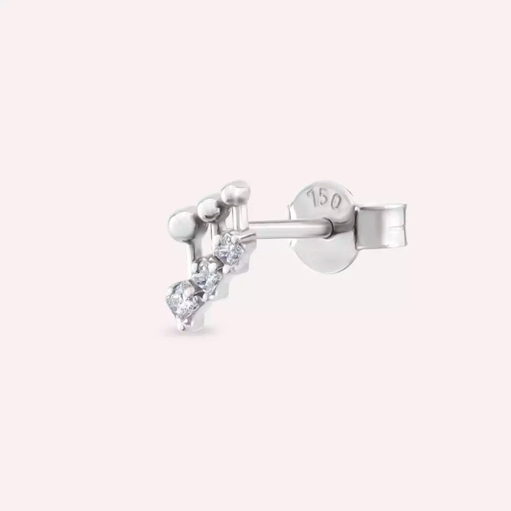 Pulse Princess Cut Diamond White Gold Single Earring