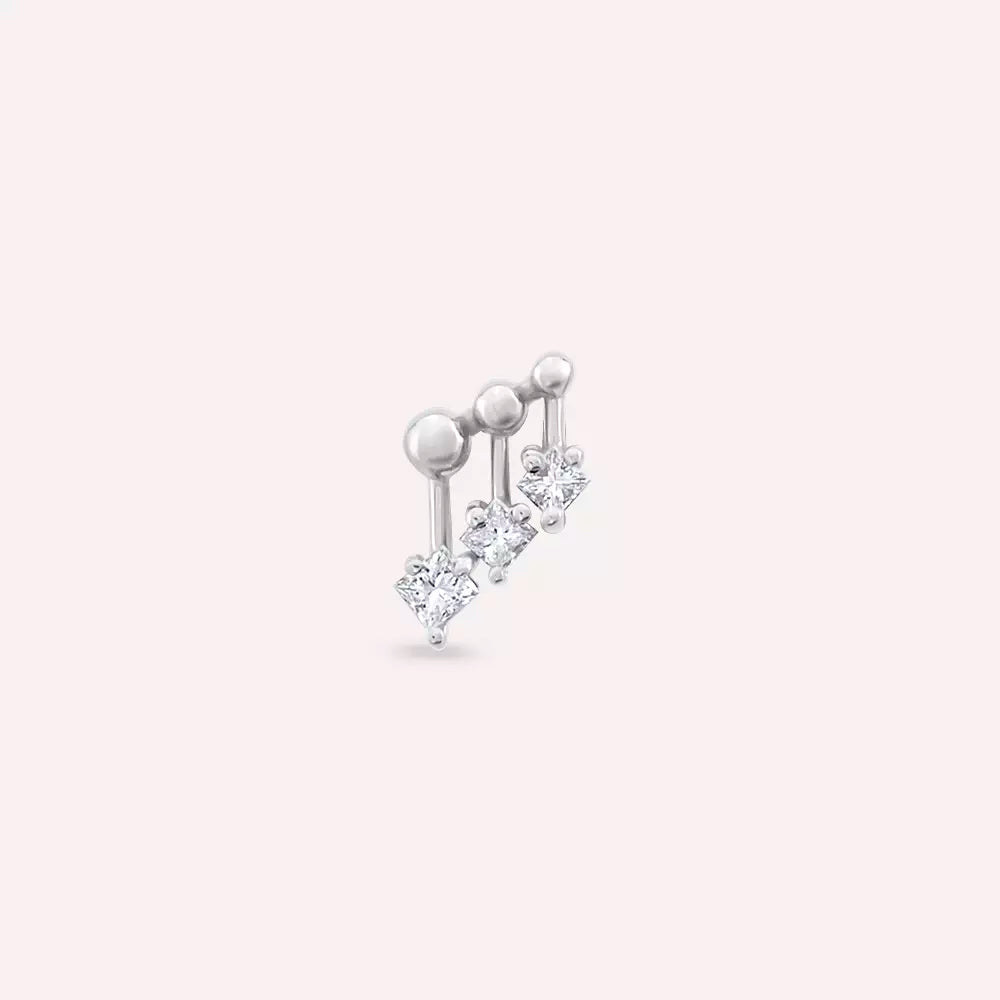 Pulse Princess Cut Diamond White Gold Single Earring