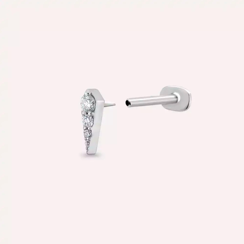 Nova Pırlanta Taşlı Beyaz Altın Piercing