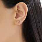 O Harf Pırlanta Taşlı Rose Altın Piercing