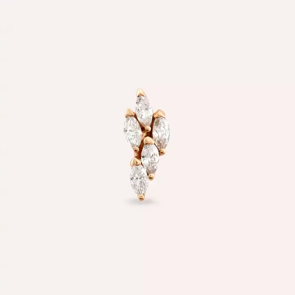 Opal Pırlanta Taşlı Rose Altın Piercing