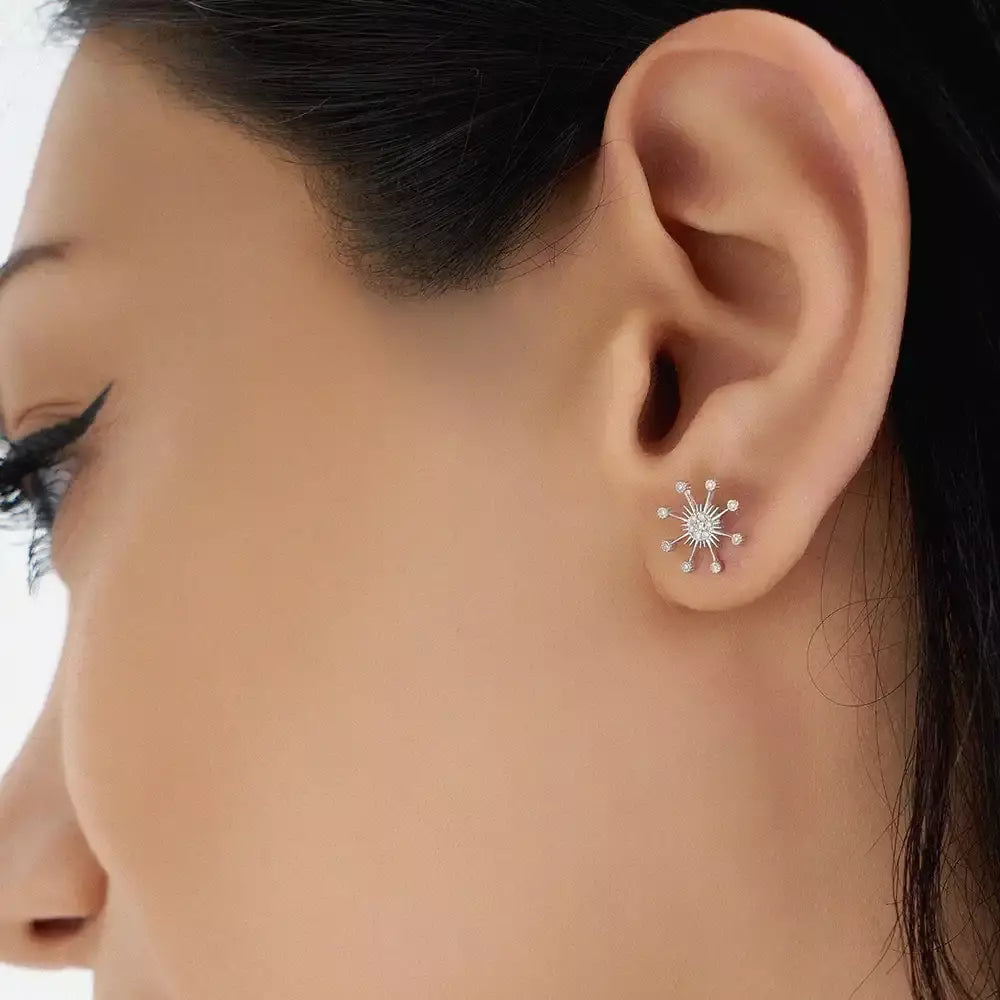 Flux 0.05 CT Diamond White Gold Single Earring