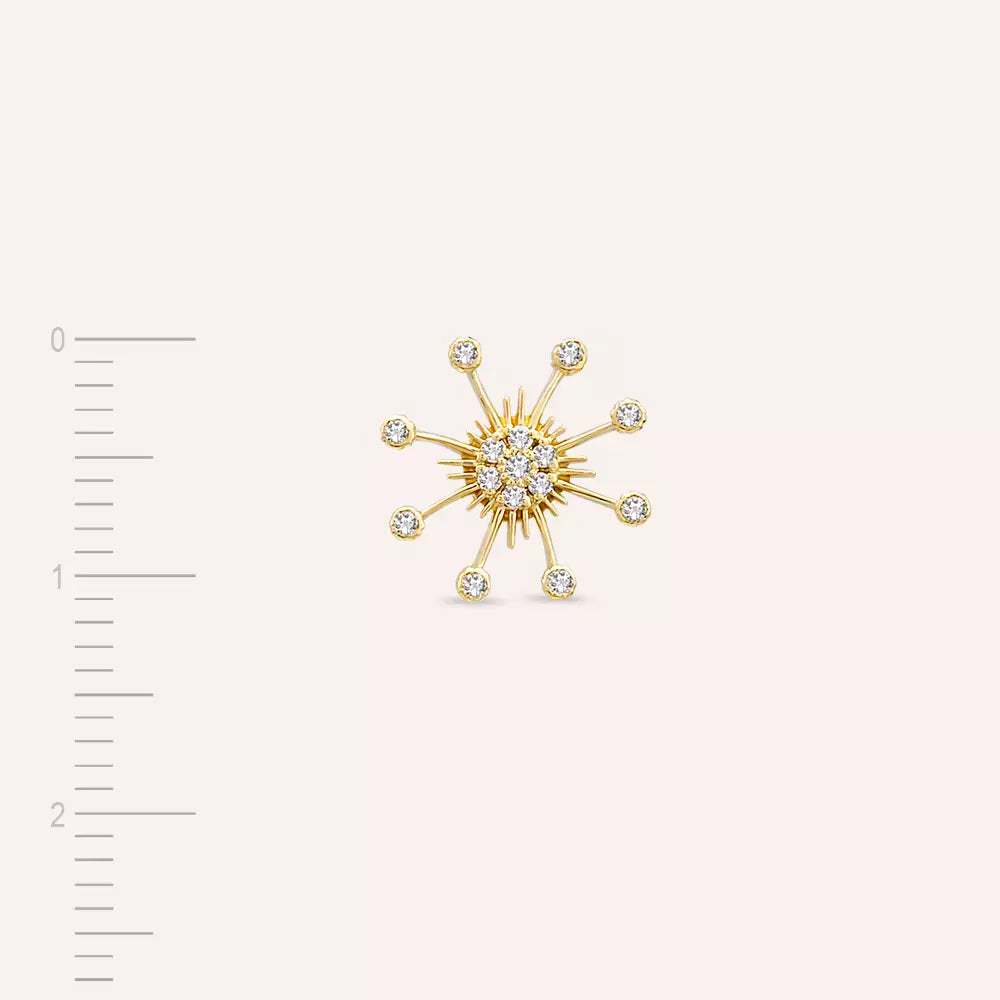 Flux Diamond Solitaire Yellow Gold Single Earring