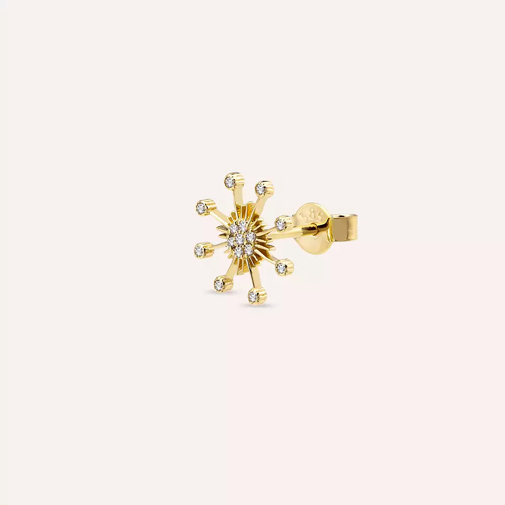 Flux Diamond Solitaire Yellow Gold Single Earring