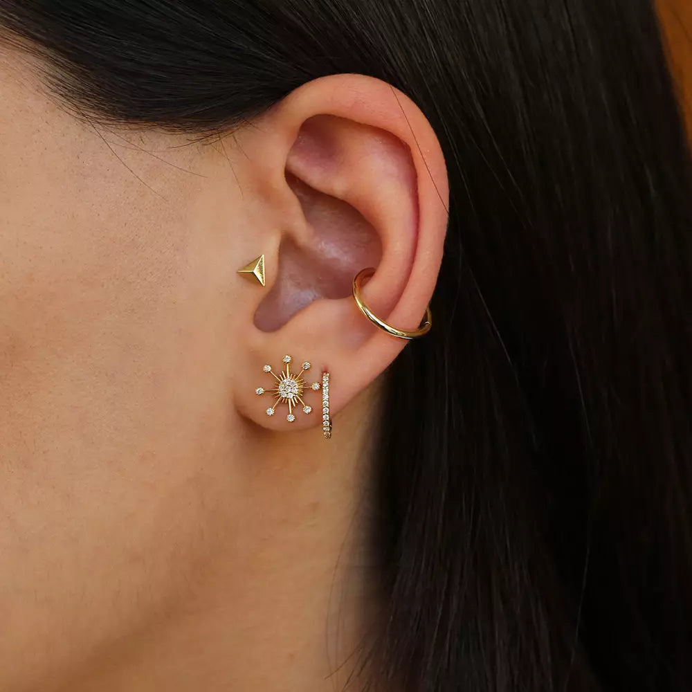 Flux Diamond Solitaire Yellow Gold Single Earring