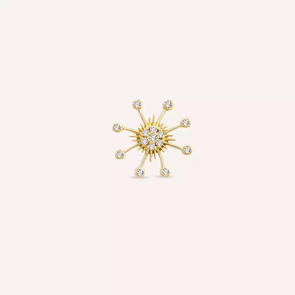 Flux Diamond Solitaire Yellow Gold Single Earring